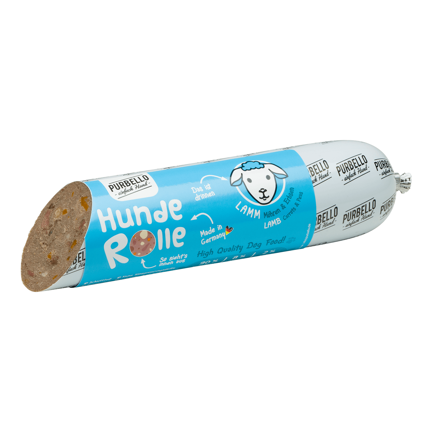 Purbello - HundeRolle "Lamm mit Möhren und Erbsen" 400g