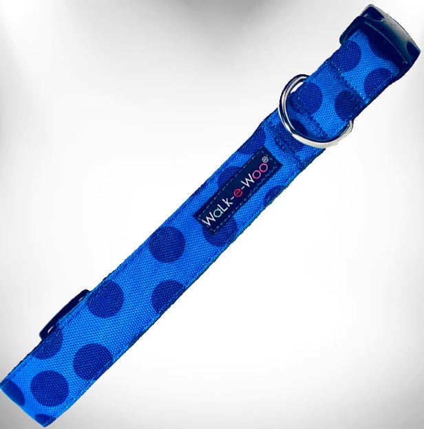 Walk-e-Woo - Halsband "Blue dot on blue" in XL