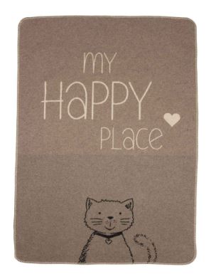 David Fussenegger - Hundedecke "My happy place CAT" 90x70cm braun