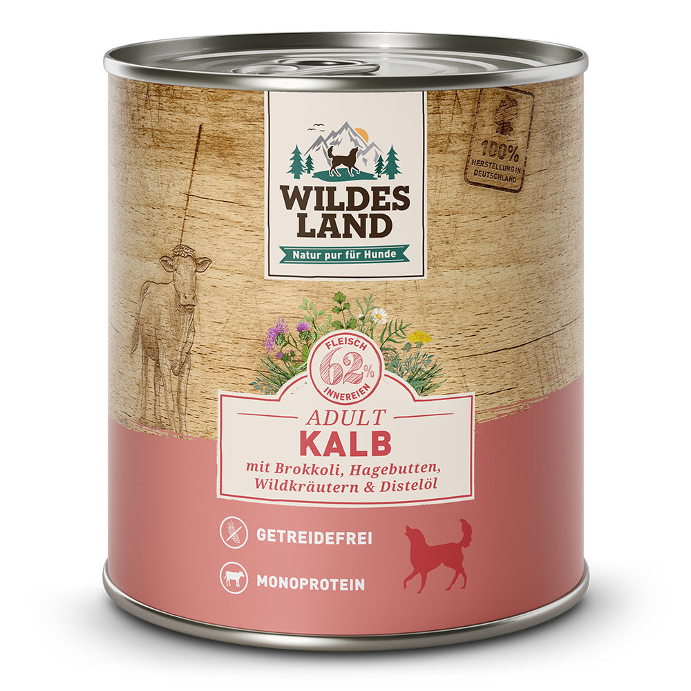 Wildes Land - Classic "Kalb mit Brokkoli, Hagebutte, Wildkräutern und Distelöl" 800g