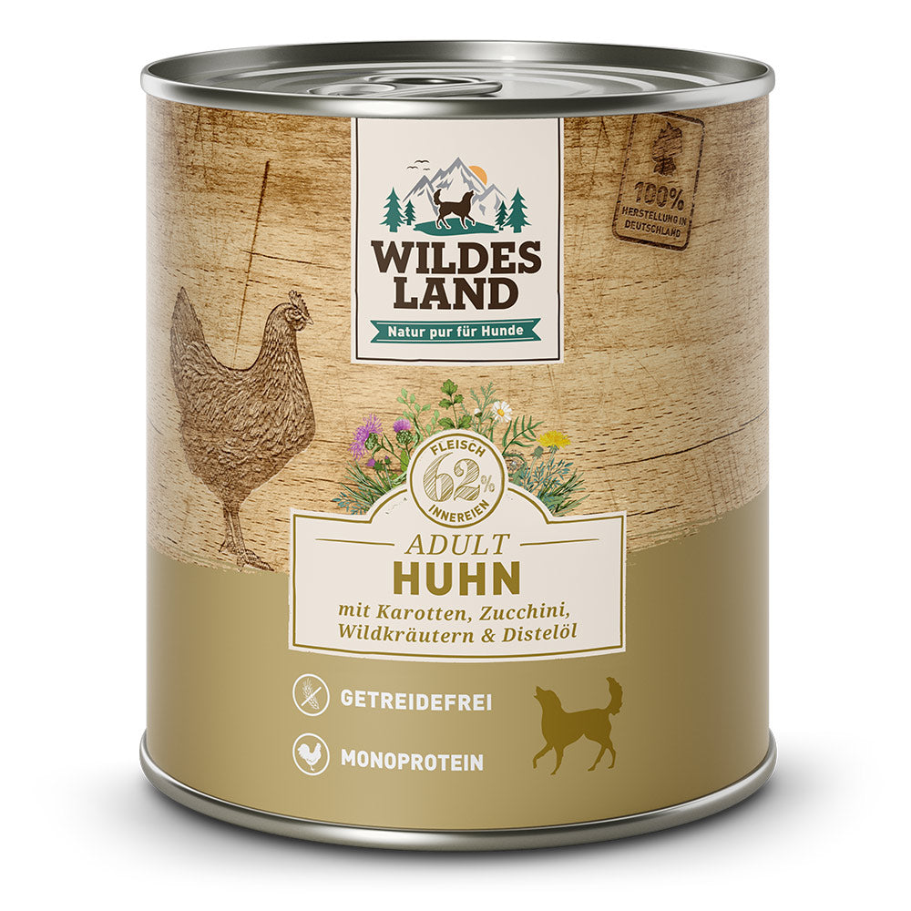 Wildes Land - Classic "Huhn mit Karotten, Zucchini, Wildkräutern und Distelöl" 800g