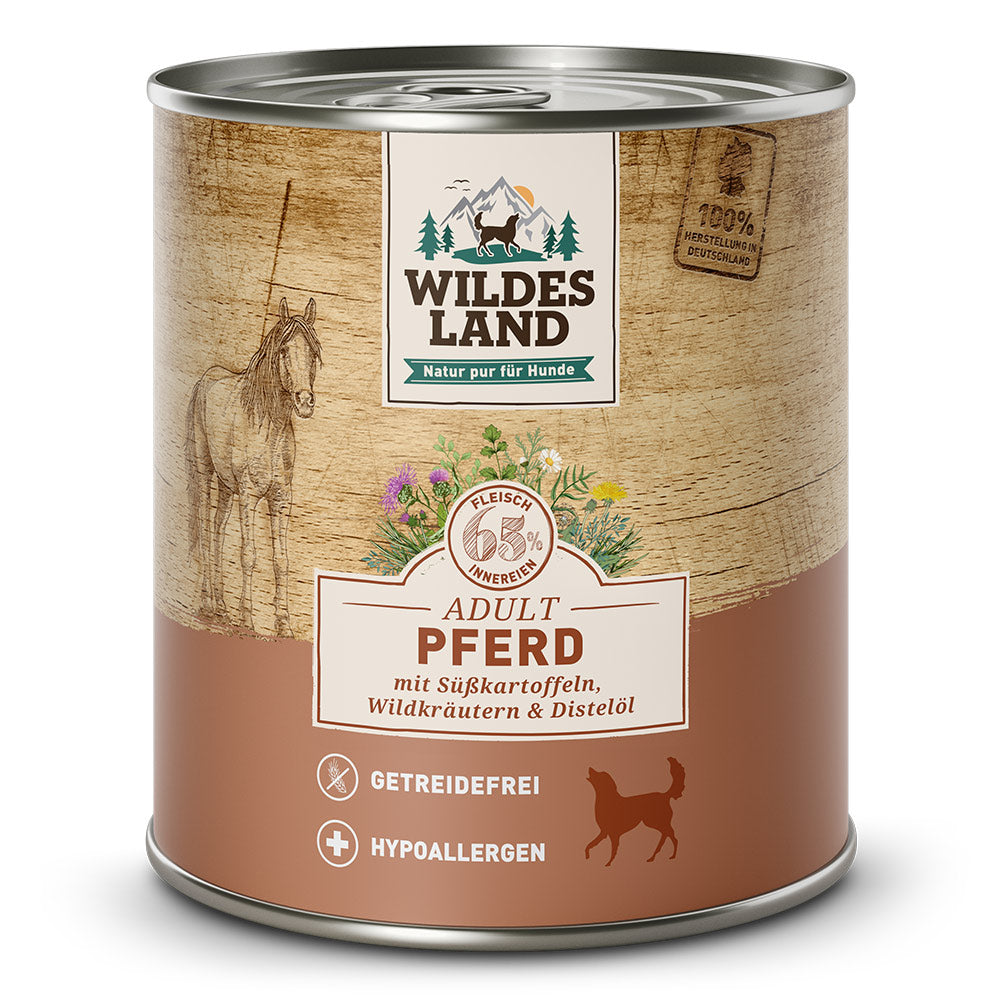 Wildes Land - Classic "Pferd mit Süßkartoffeln, Wildkräutern und Distelöl" 800g