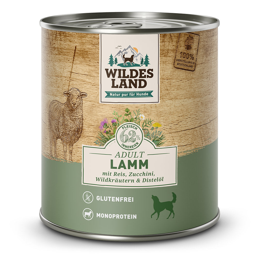 Wildes Land - Classic "Lamm mit Reis, Zucchini, Wildkräutern und Distelöl" 800g