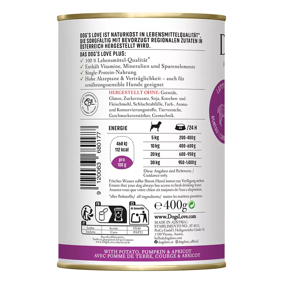 Dog's Love - "Adult" Lamm mit Kürbis und Kartoffel 800g
