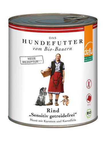 defu - BIO Nassfutter "Rind Sensitiv getreidefrei Hunde-Menü" 820g