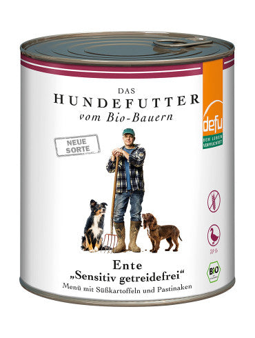 defu - BIO Nassfutter "Ente Sensitive getreidefrei Hunde-Menü" 820g