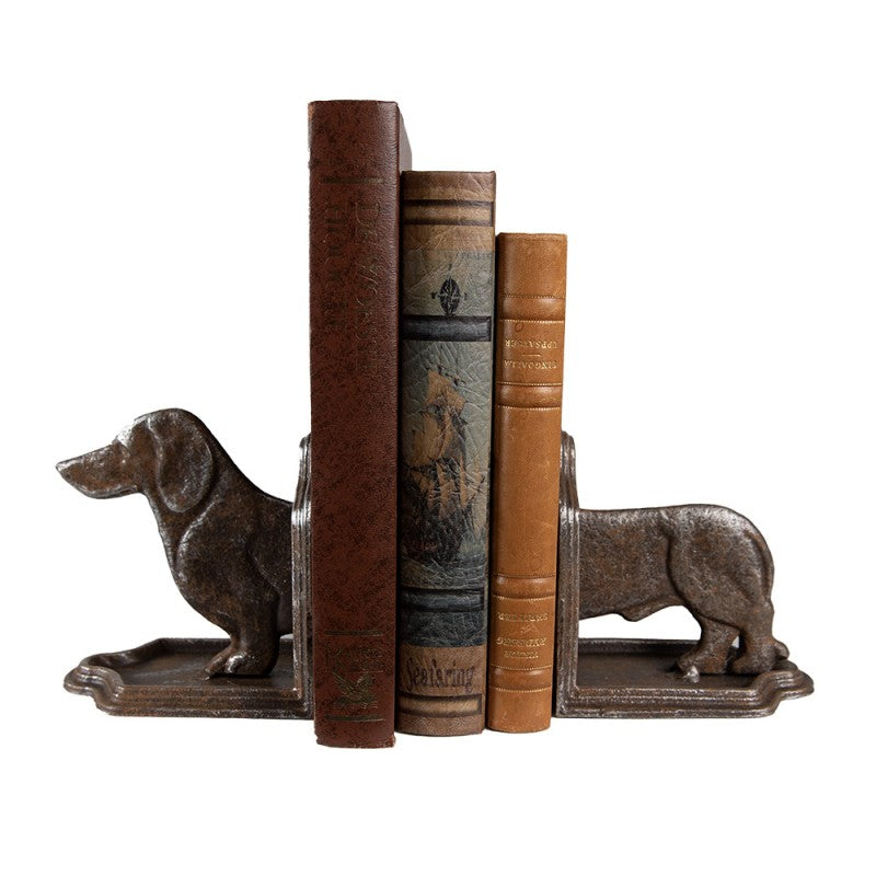 Buchstütze "Dackel" aus Eisen mit Patina - 23x8x13 cm