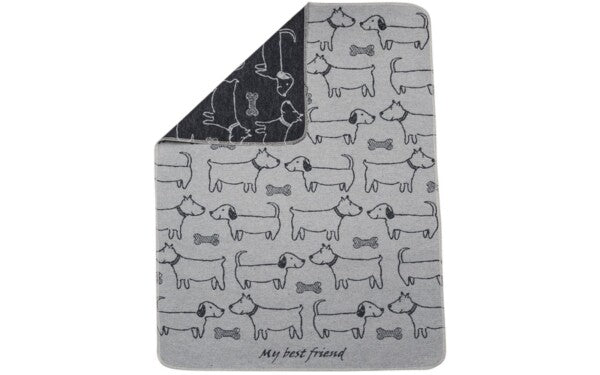 David Fussenegger`s Hundedecke "Best Friends allover grau-filz" 90x70cm
