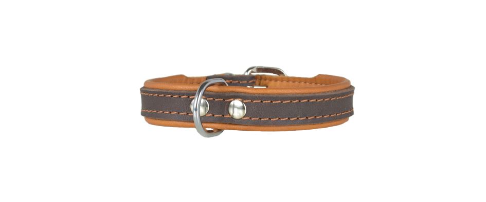 Halsband - Fettleder "Gürtelschnalle" chrom 12mm breit