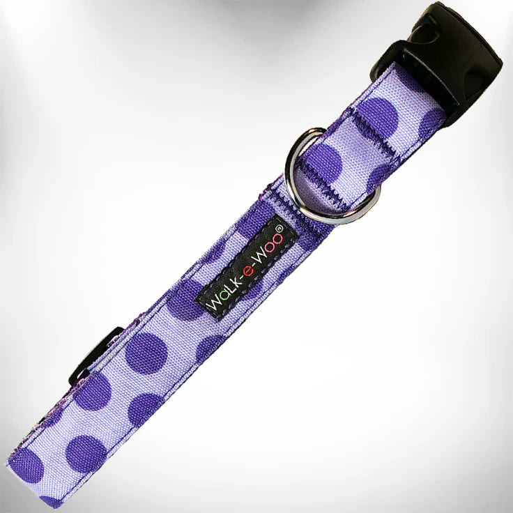Walk-e-Woo - Halsband "Purple dot on lilac" in M
