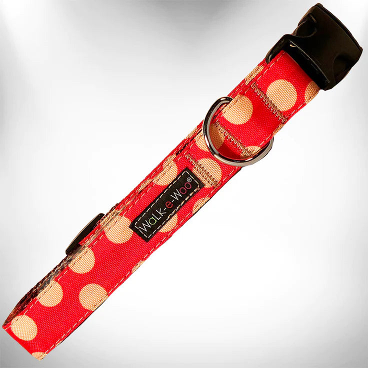 Walk-e-Woo - Halsband "Tan dots on red"