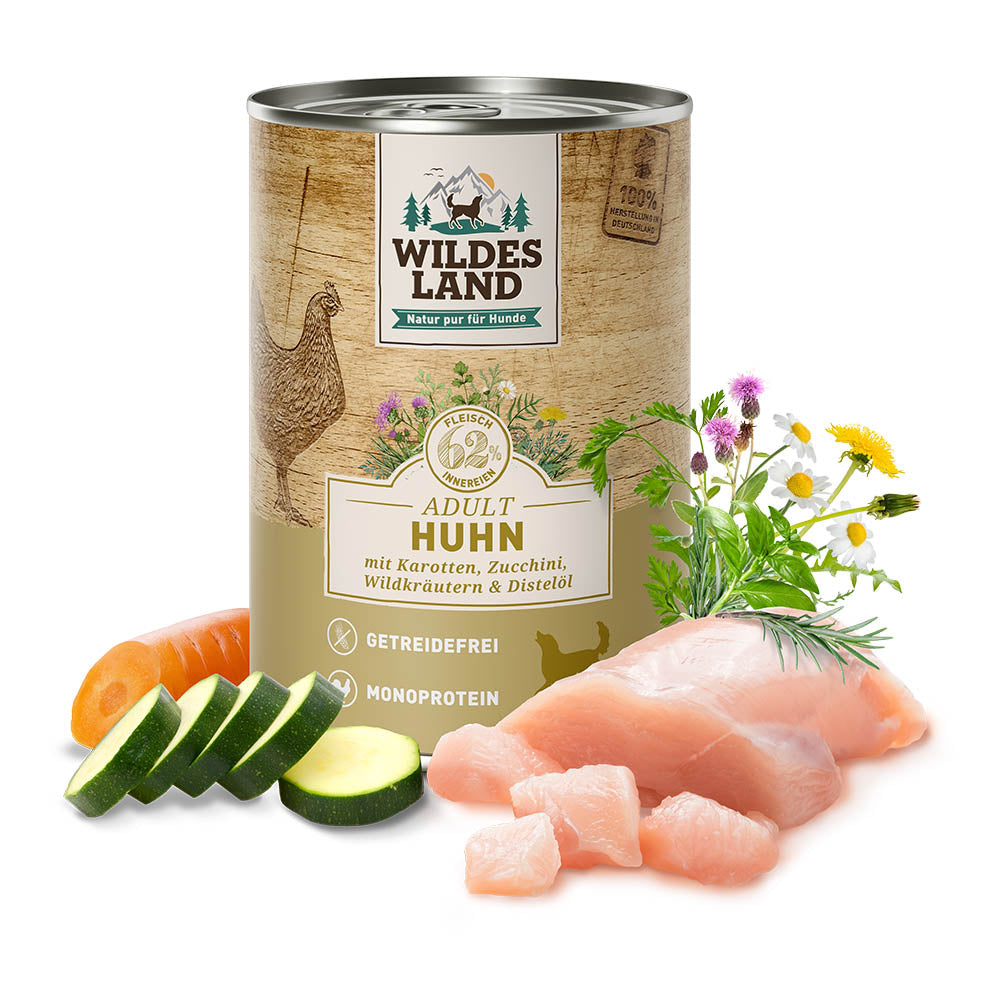 Wildes Land - Classic "Huhn mit Karotten, Zucchini, Wildkräutern und Distelöl" 400g