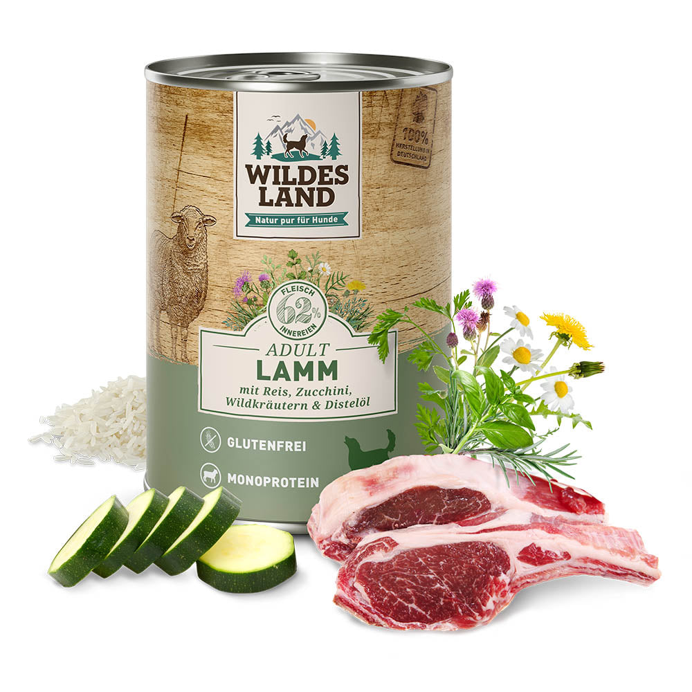 Wildes Land - Classic "Lamm mit Reis, Zucchini, Wildkräutern und Distelöl" 400g