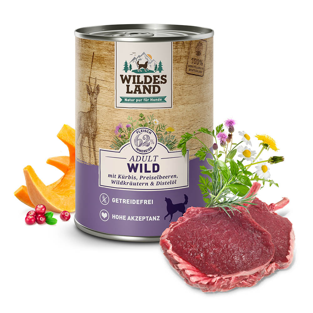 Wildes Land - Classic "Wild mit Kürbis, Preiselbeeren, Wildkräutern und Distelöl" 400g