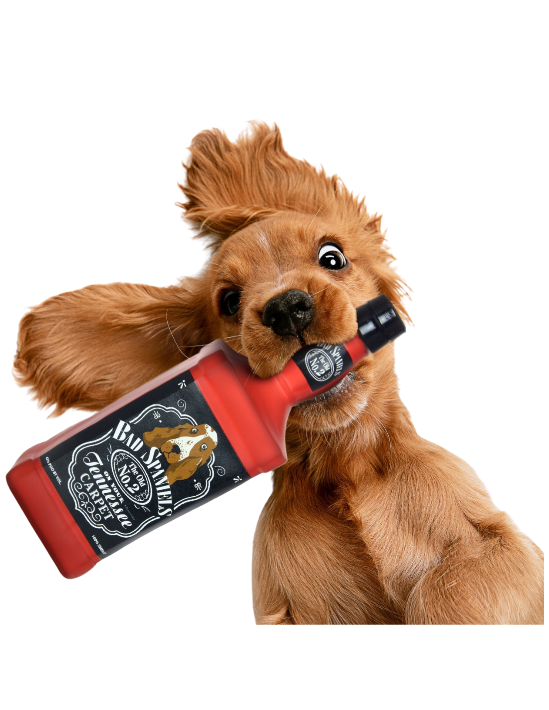 MyDogToy - Squeaker "Liquor Bottle Bad Spaniels"