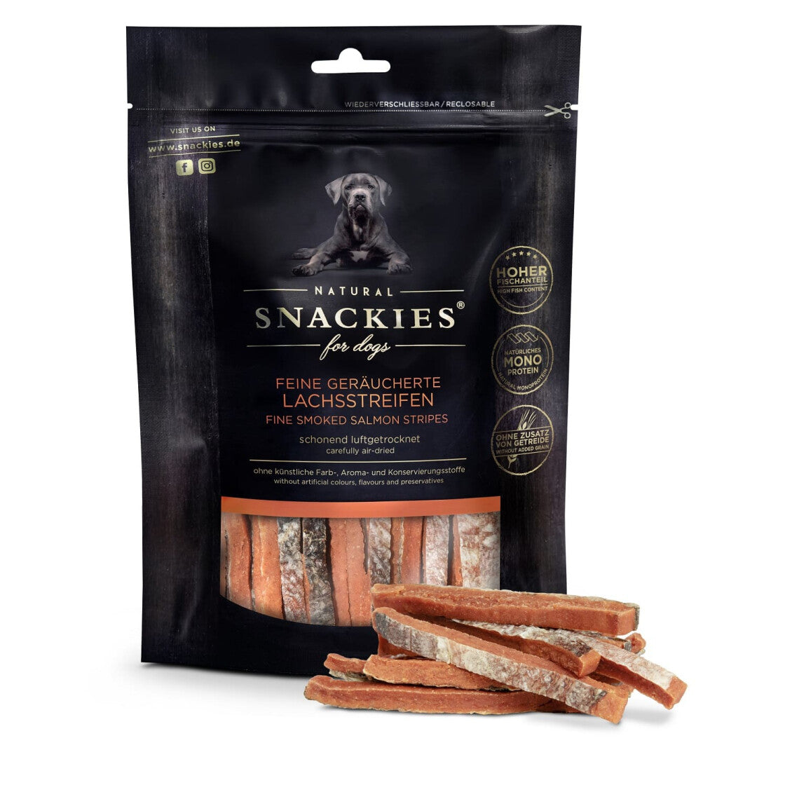 Snackies - Feine geräucherte Lachsstreifen 170g