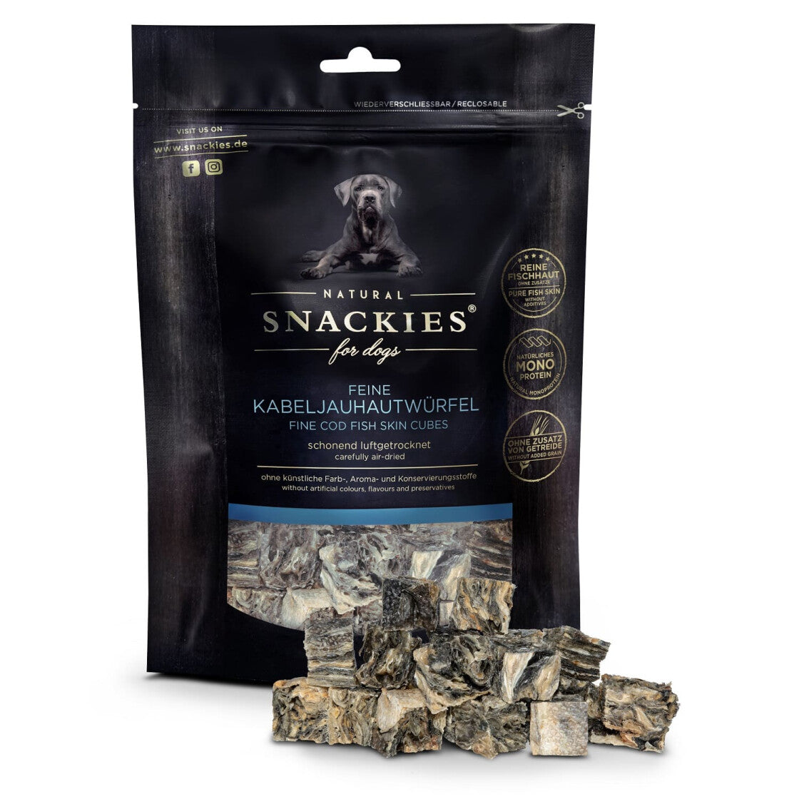 Snackies - Feine Kabeljauhautwürfel 130g
