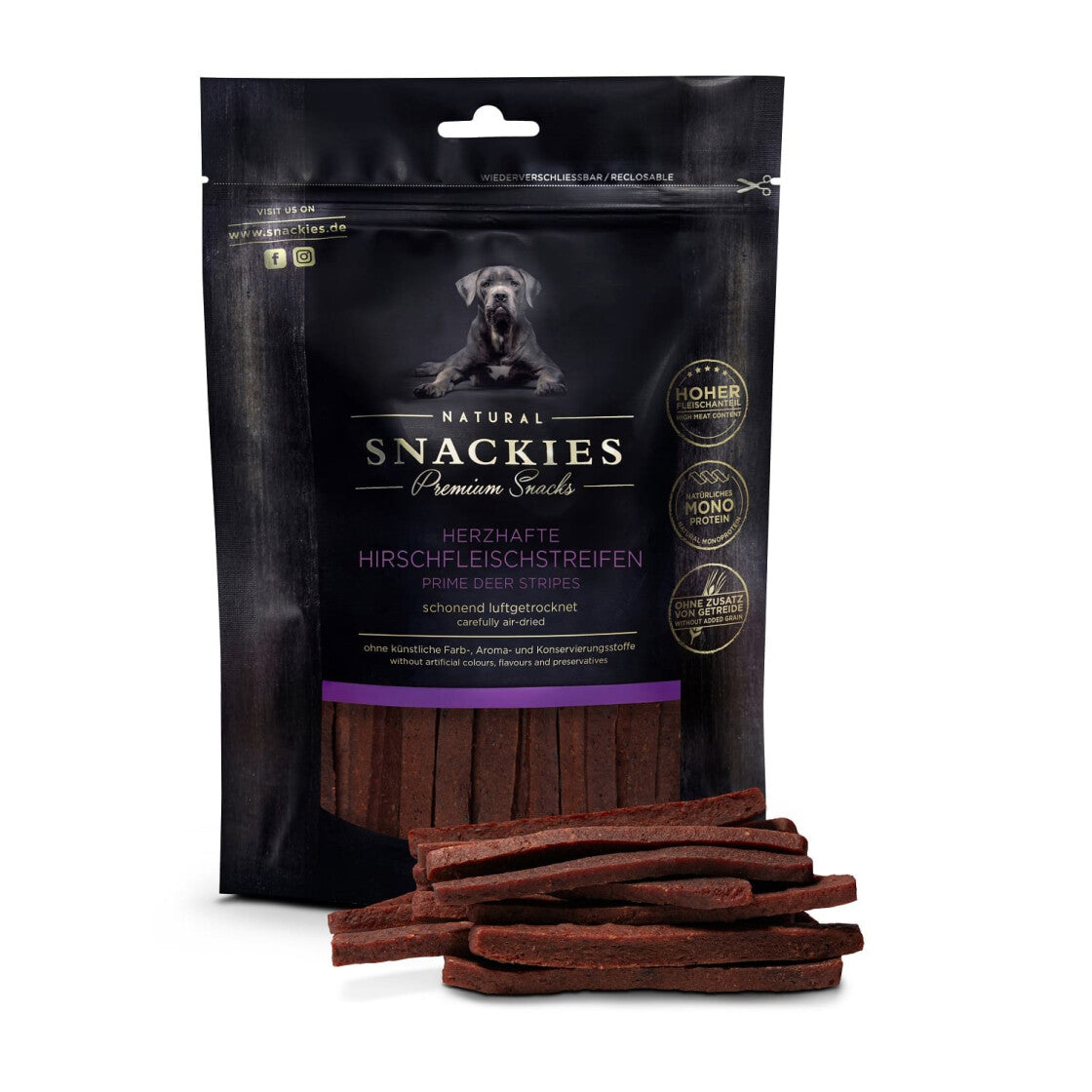 Snackies - Herzhafte Hirschfleischstreifen 170g