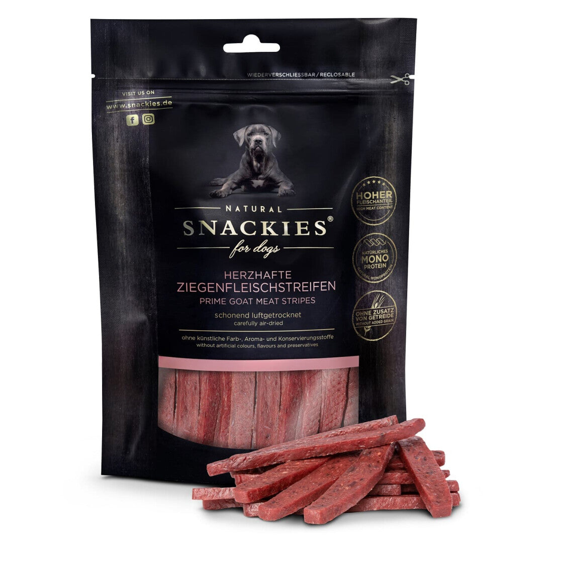 Snackies -  Herzhafte Ziegenfleischstreifen 170g