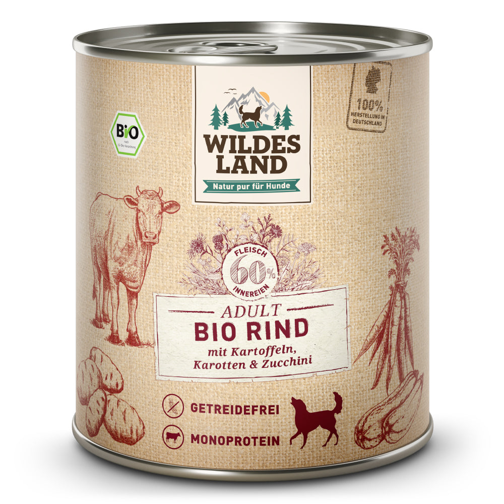 Wildes Land - Bio "Rind mit Kartoffeln, Karotten & Mangold" 800g