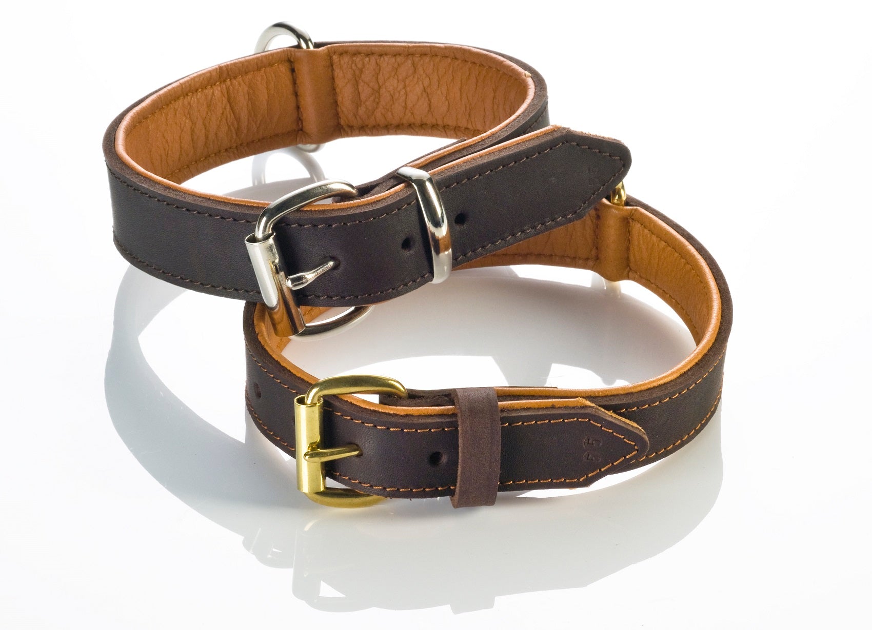 Halsband - Fettleder "Gürtelschnalle" chrom 12mm breit