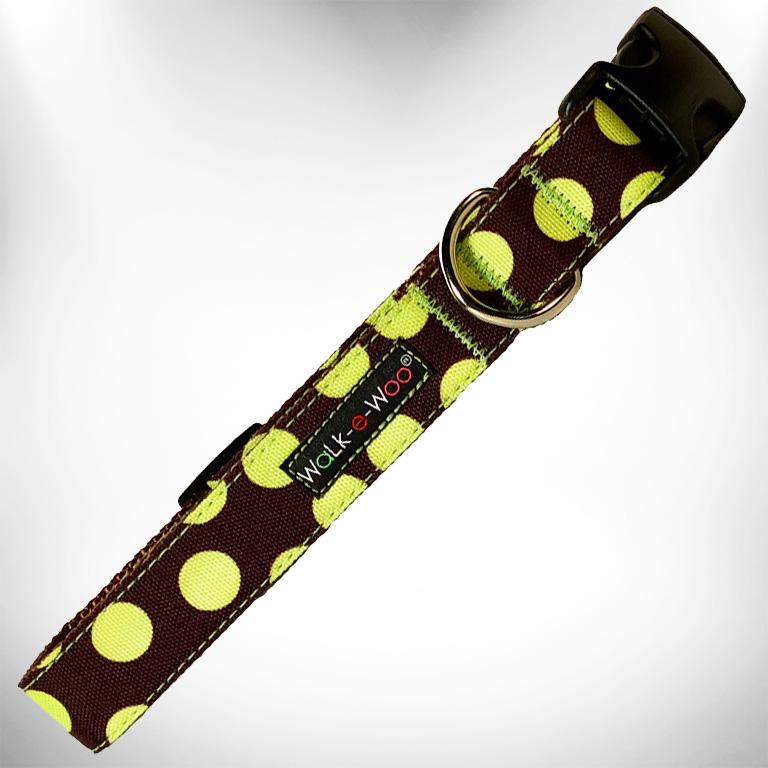 Walk-e-Woo - Halsband "Green dot on brown" in L