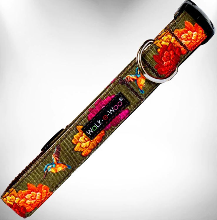 Walk-e-Woo - Halsband "Hummingbird Flowers" in XS