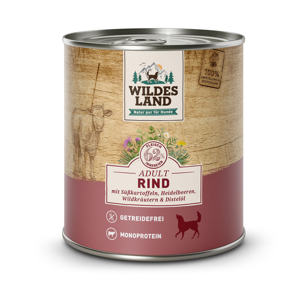 Wildes Land - Classic "Rind mit Süßkartoffeln, Heidelbeeren, Wildkräutern und Distelöl" 800g