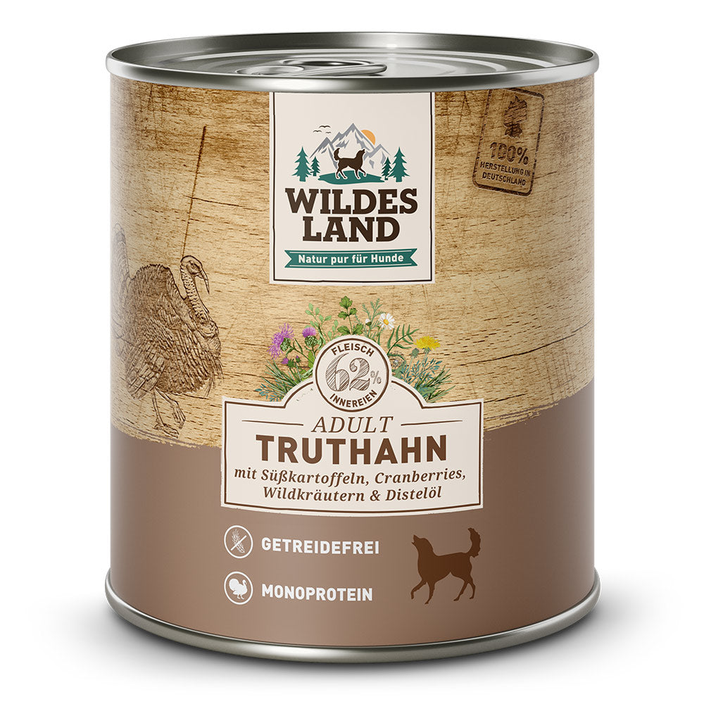Wildes Land - Classic "Truthahn mit Süßkartoffel, Cranberries, Wildkräutern und Distelöl" 800g