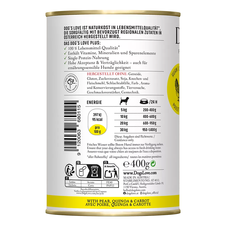 Dog's Love - "Adult" Huhn mit Birne und Quinoa 800g
