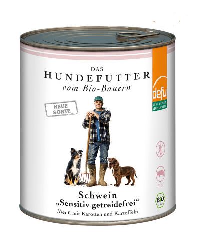 defu - BIO Nassfutter "Schwein Sensitiv getreidefrei Hunde-Menü" 820g