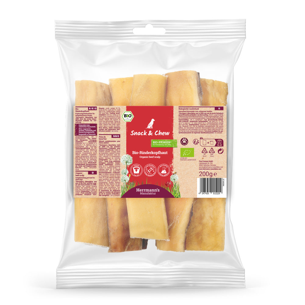 Herrmann's - Snack & Chew "Bio Rinderkopfhaut" 200g