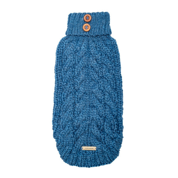 Puppia - Handmade Strickpullover "Jade Blau" Größe L