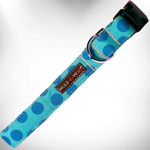 Walk-e-Woo - Halsband "Turquoise dot on turquoise" in M