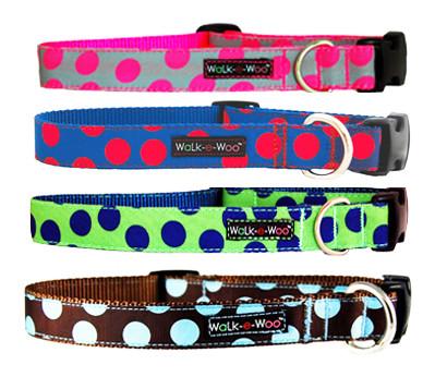 Walk-e-Woo - Halsband "Pink dot on grey" in L