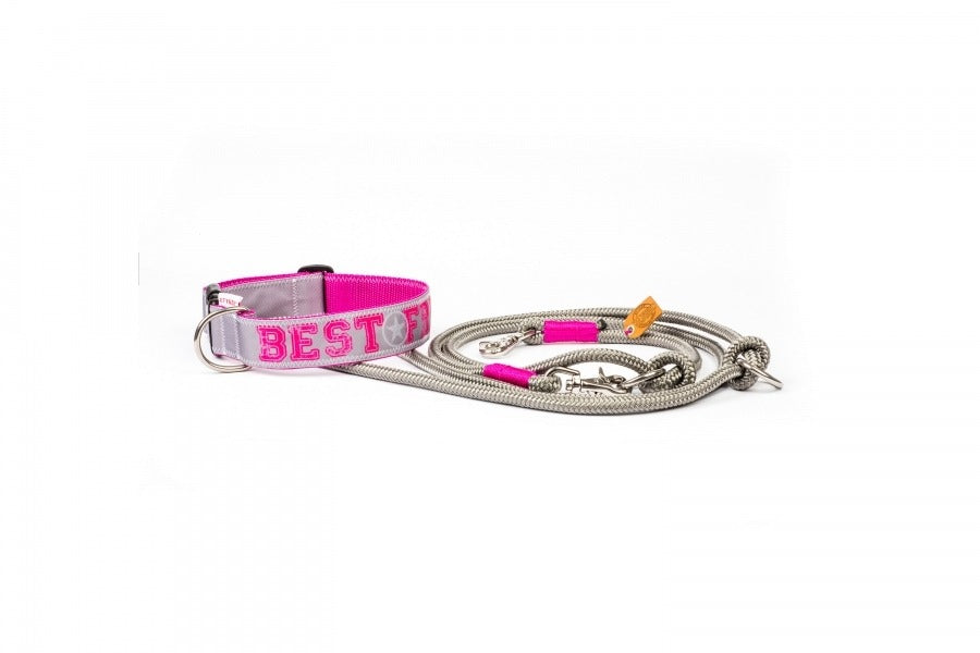 STUDIO AM MEER -  Surfsegel Halsband "M - Best Friend in Grau und Pink"