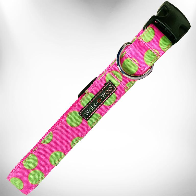 Walk-e-Woo - Halsband "Neon green on pink" in S