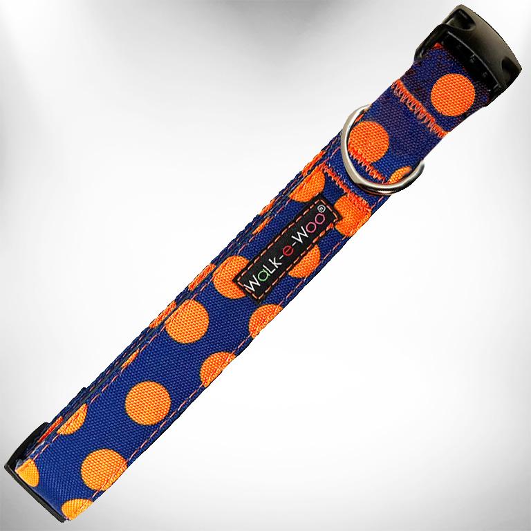 Walk-e-Woo - Halsband "Orange dot on blue" in L
