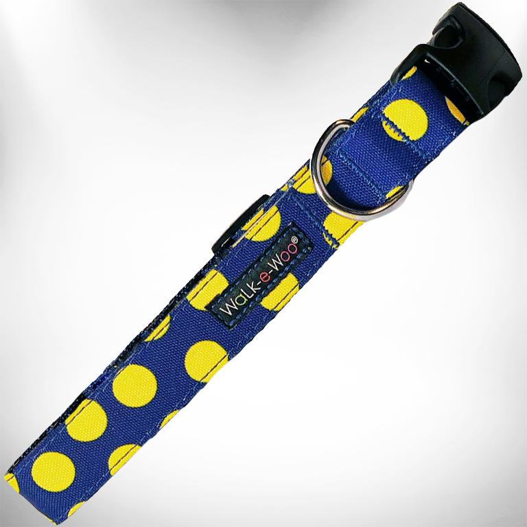 Walk-e-Woo - Halsband "Yellow dot on blue" in L